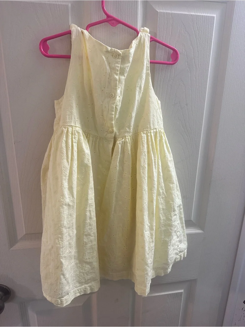 Girls' Green Floral Embroidered Sundress & Pale Yellow Eyelet Dress - lot of 2